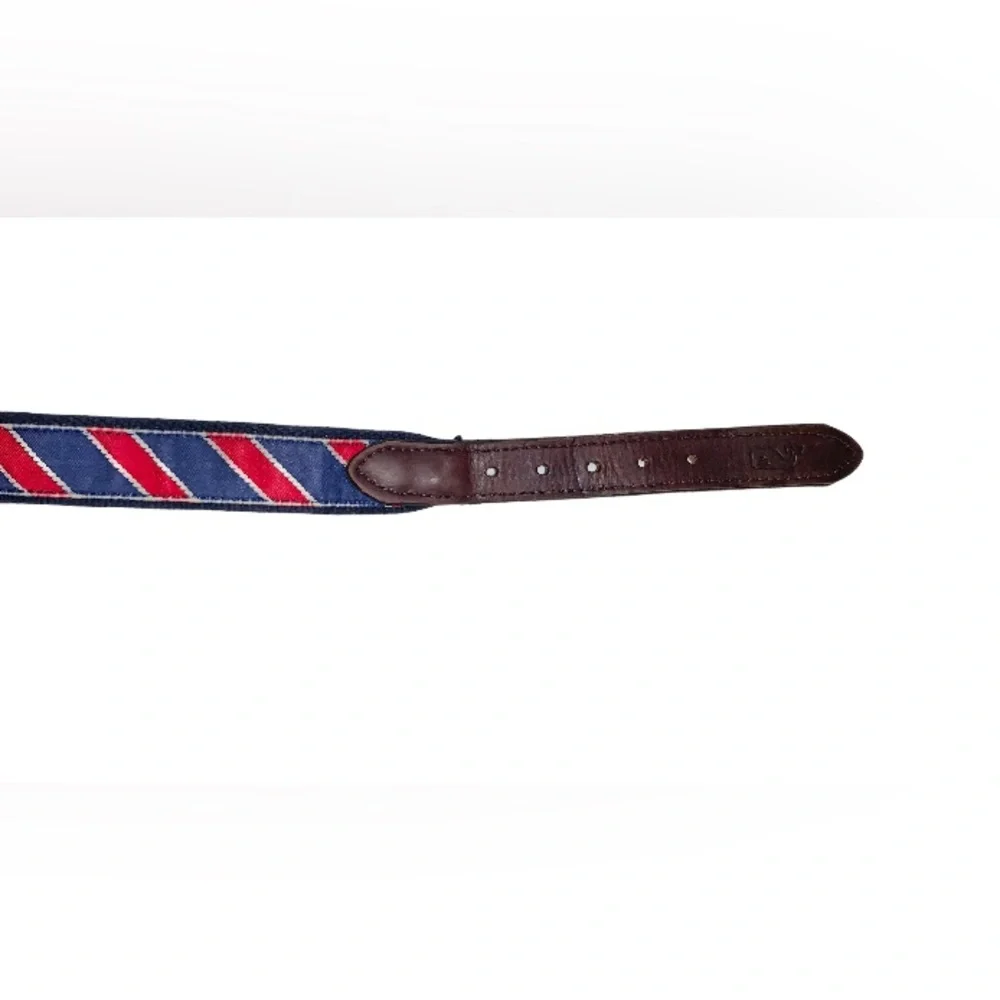 Vineyard Vines Sz 24 red blue leather belt youth boys size 24